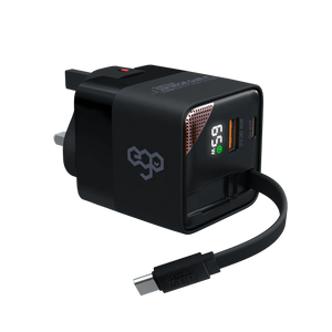 EGO 65W Superior GaN 充電器|65W GaN 氮化鎵技術|多國旅行插頭