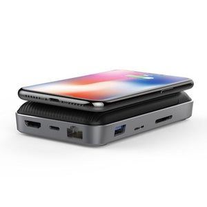 HYPERDRIVE 7.5W USB-C 無線充電器|8合1 USB-C 集線器 + 多角度手機支架