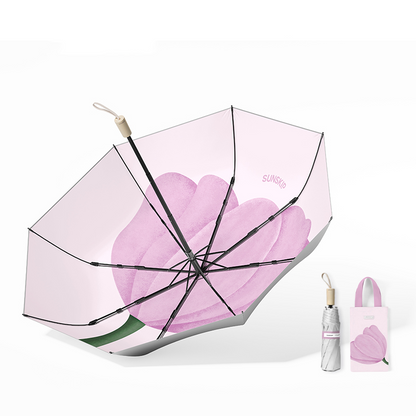 SUNSKIP 小蒼蘭 鈦銀三折雙層防曬雨傘｜雙層設計提升抗風性能，穩固且耐用