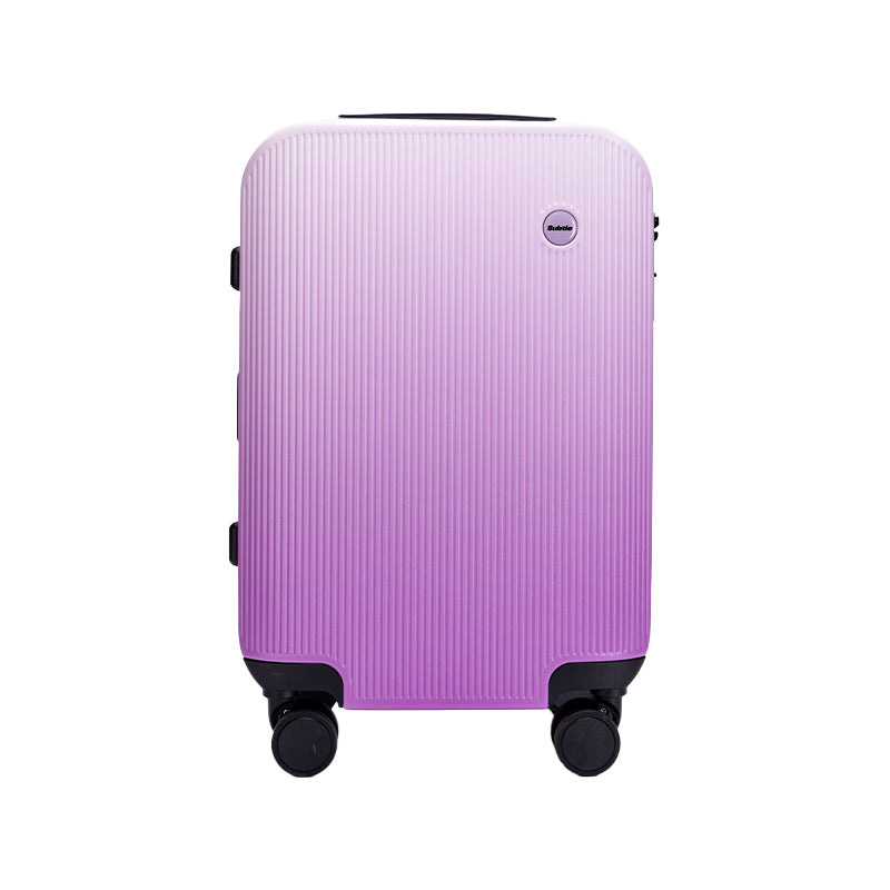 SUBTLE Gradient Luggage 紫色漸變行李箱正面展示，北極光靈感設計