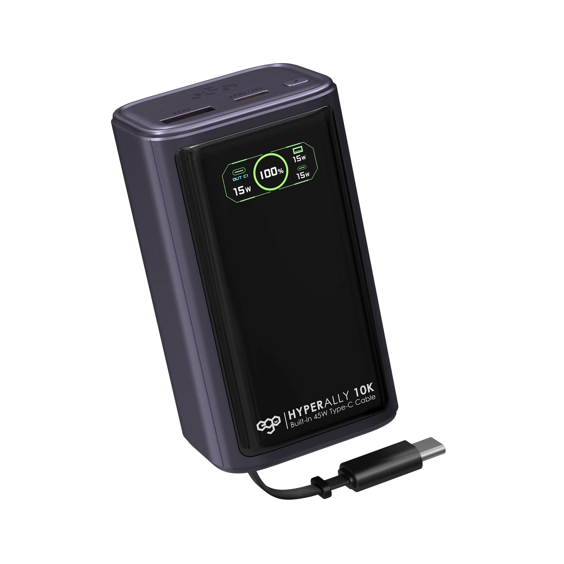 EGO Hyper Ally 10K @45W 延長線外置電｜65cm 伸縮延長線｜OLED 智能顯示屏