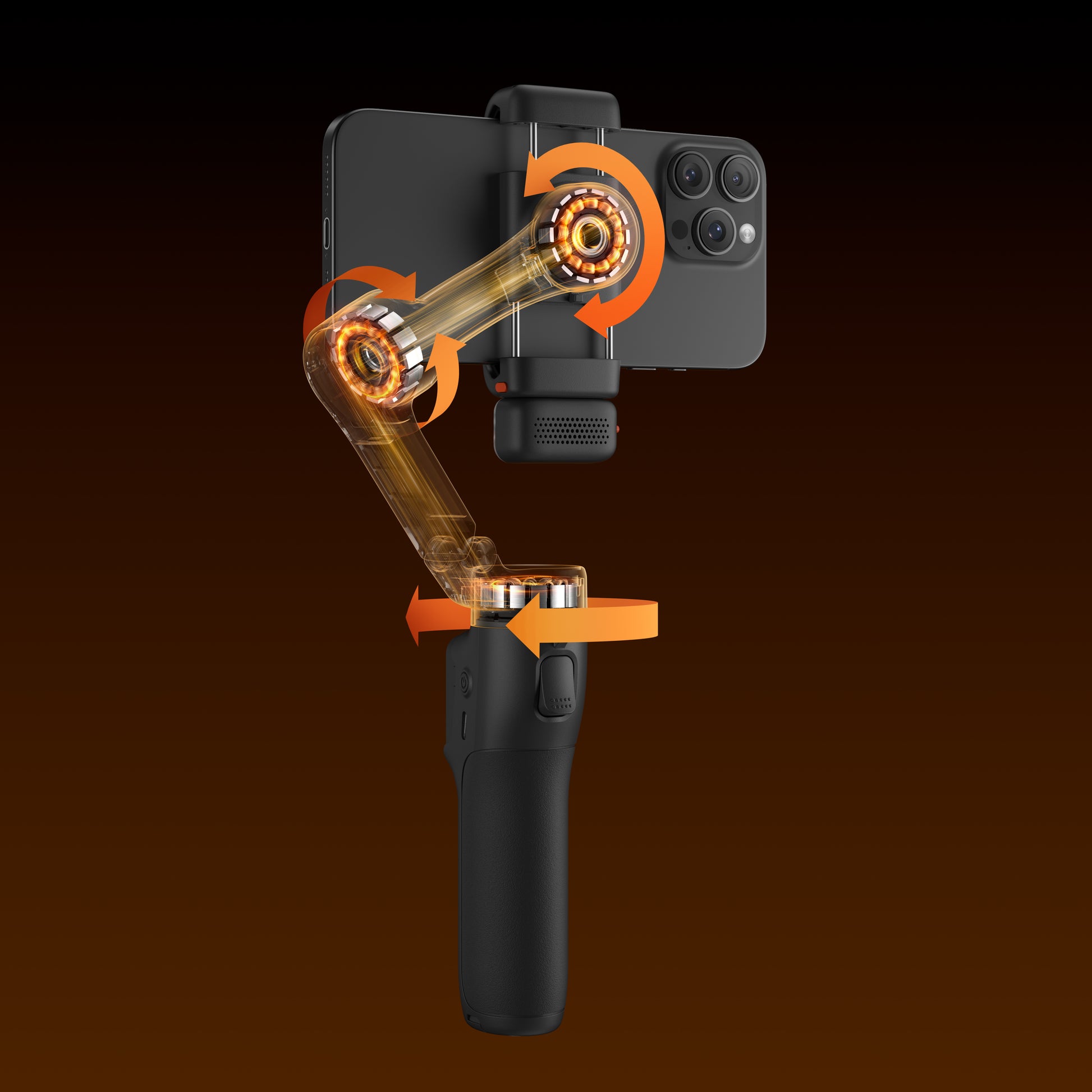 HOHEM Isteady V3 手機雲台 - 自拍杆伸展與自拍角度示意