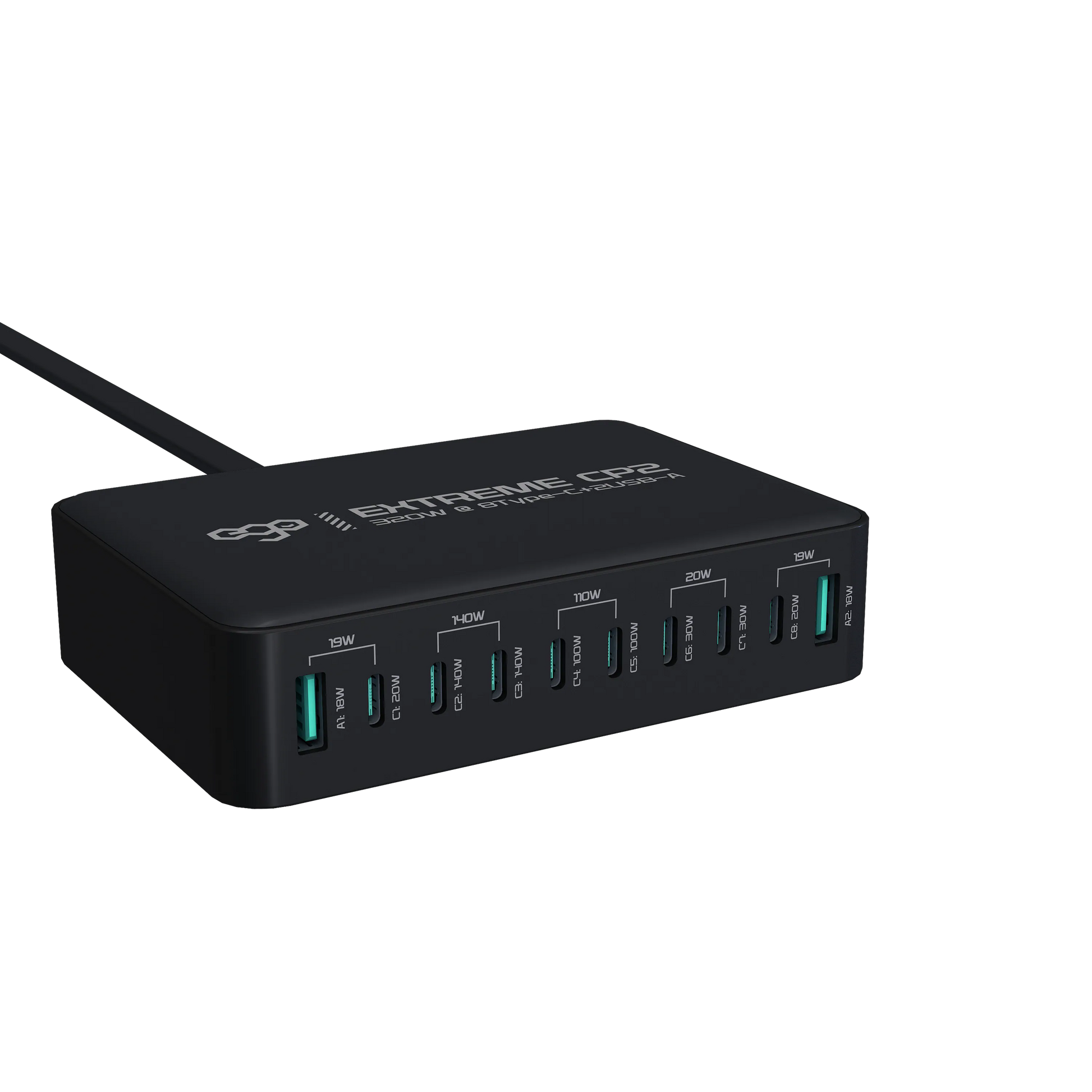 10 個 USB 插口展示，可同時為多設備充電