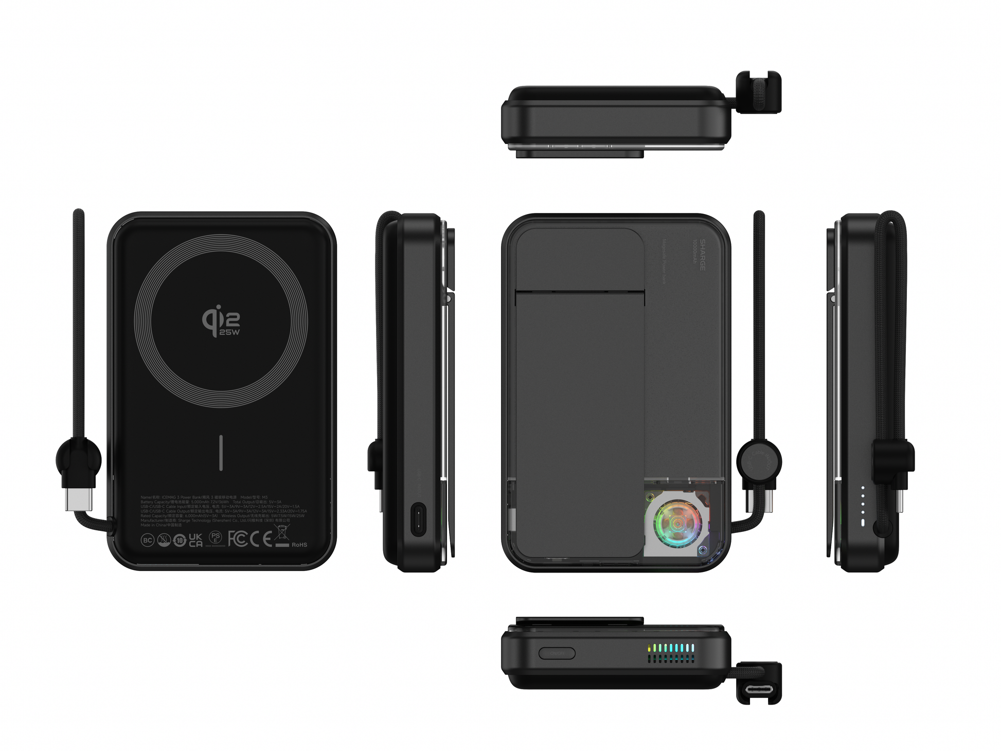 SHARGE ICEMAG 3 內建 10,000 RPM 高速風扇，有效散熱確保穩定充電性能。