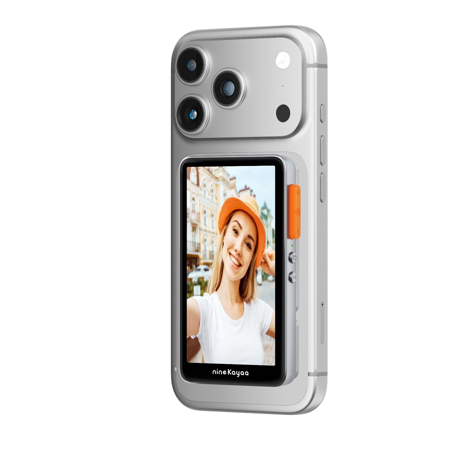 NINEKAYAA XQ9Ultra 自拍屏 - 磁吸固定示意