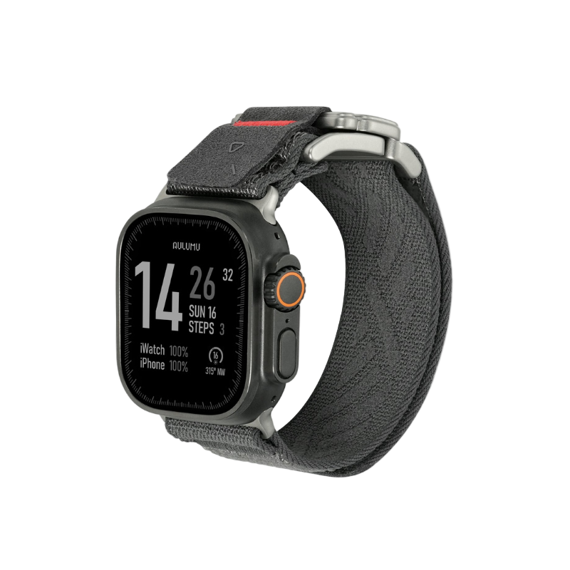 AULUMU C03 DLC 塗層鈦金屬磁吸扣，結合魔術貼鎖定功能，保證穩固佩戴。