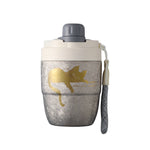 ETELF Portable Coffee Cup｜隨行咖啡杯 慵懶貓圖案 銀色 圖案細節展示