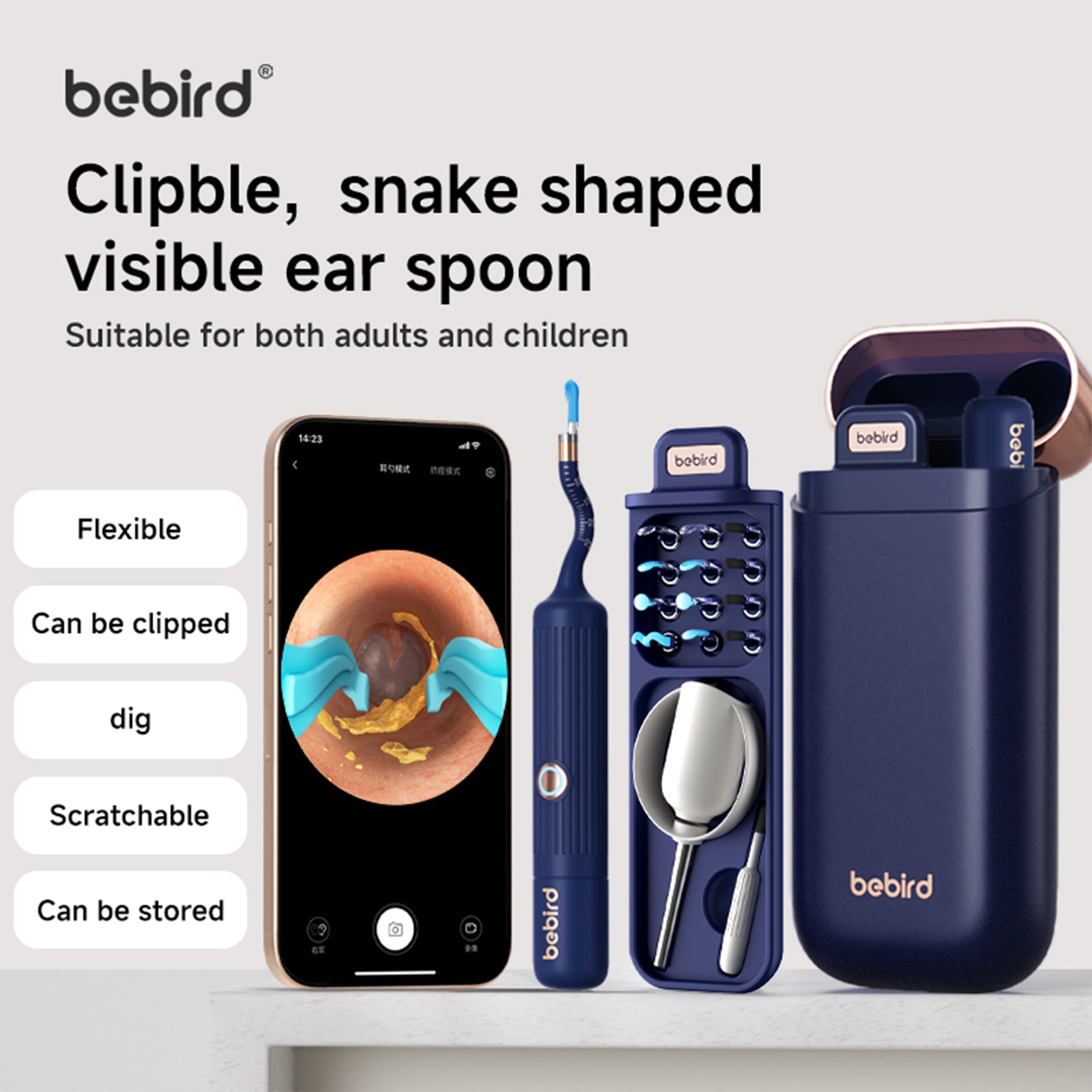 BEBIRD ADAM 3 Ultra｜多功能彎曲定型掏耳棒｜可彎曲定型設計｜貼合耳道曲線