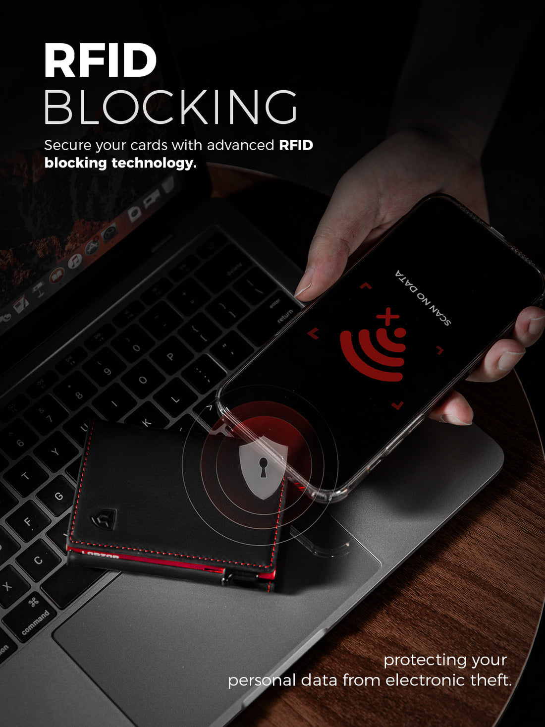 LORZOR TriPop Wallet 真皮彈出式三摺銀包RFID防盜功能示意圖