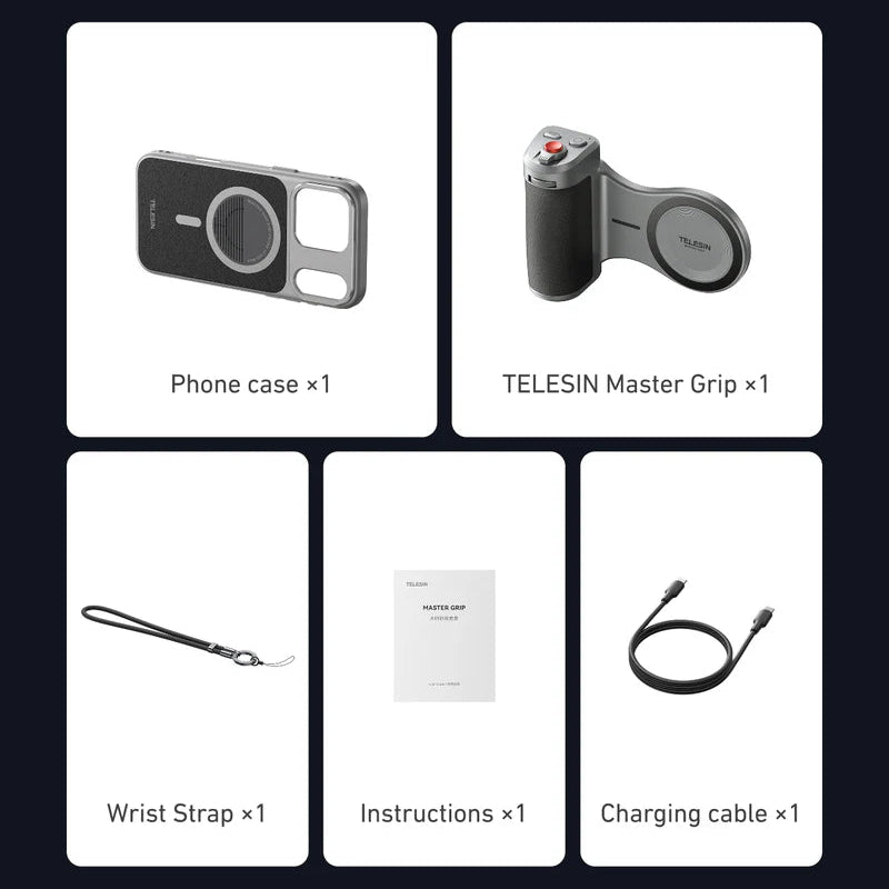 TELESIN Master Grip 多功能手機拍攝握把套裝|For iPhone 17 Pro/Pro TELESIN Master Grip 多功能手機拍攝握把套裝|For iPhone 17 Pro/Pro