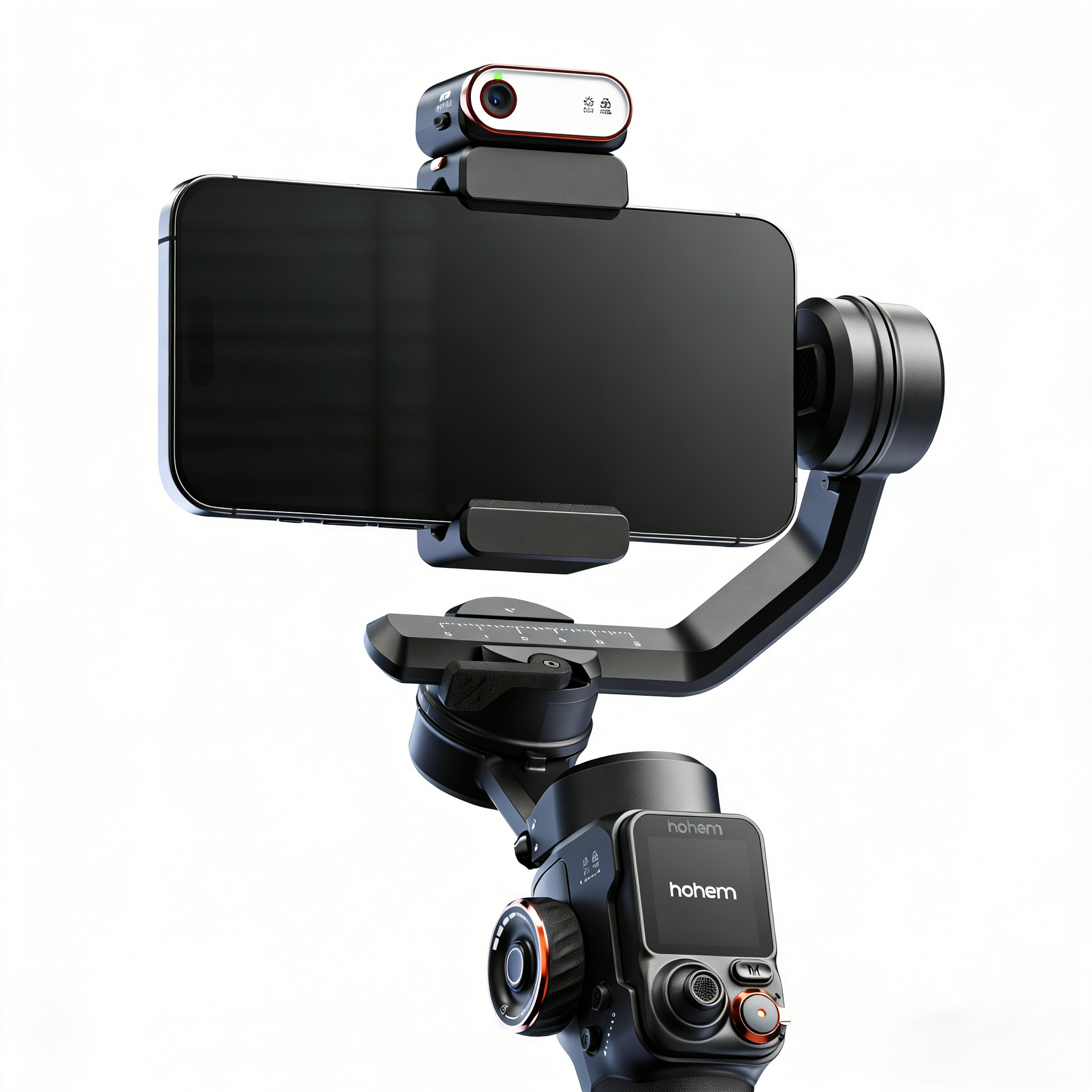 HOHEM Isteady M7 AI 觸控手機穩定器 - 自拍杆模式 合照自拍示意
