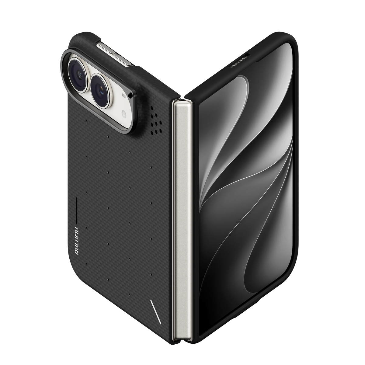 探索 Aulumu 為 Apple 全新摺疊機 iPhone Duo 打造的專屬保護殼系列。採用頂級 Particle 芳綸纖維與未來感設計，完美兼容 MagSafe，提供極致輕薄與全面防護