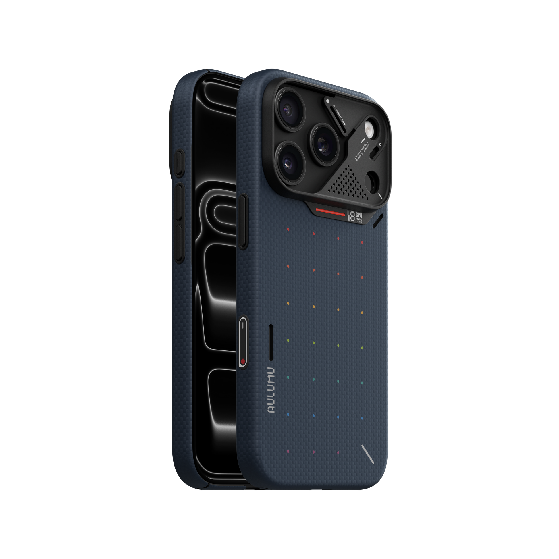 尋找極致輕薄與全面防護？AULUMU A18 PIXEL 專為 iPhone 18 Pro / Pro Max 打造。採用頂級 1500D 芳綸纖維，結合未來感 3D 粒子陣列圖形，提供絕佳防滑手感與 Ultra-Slim 輕薄全包覆。支援 MagSafe 磁吸與 CoolHyper 散熱，給您最俐落的日常防護。