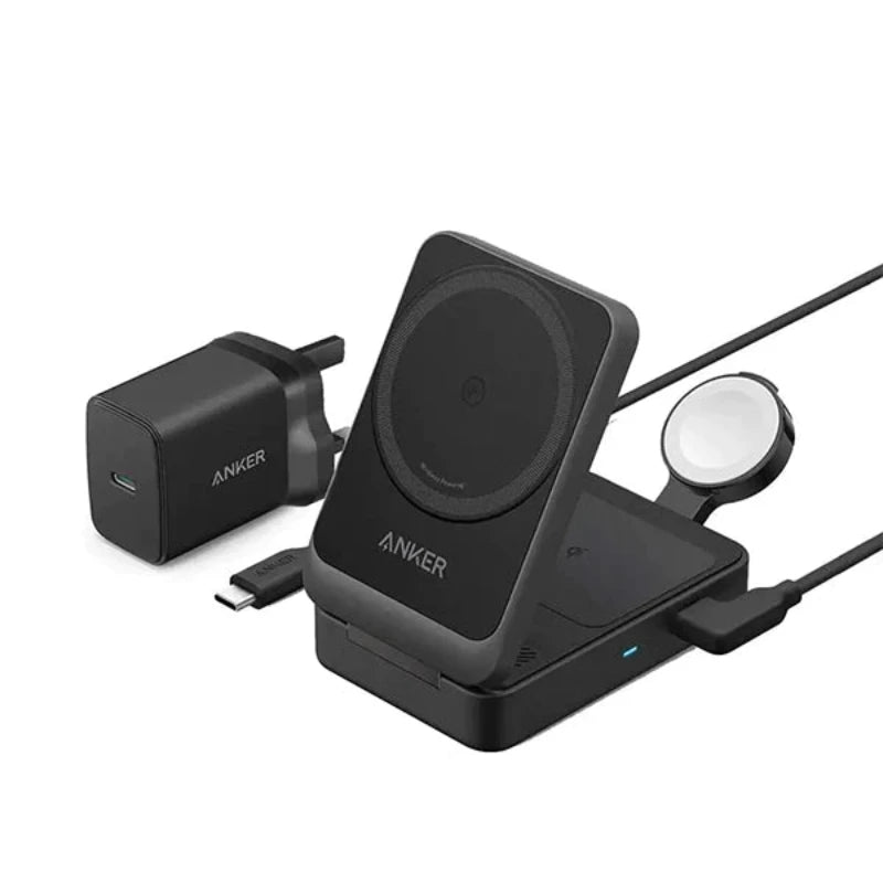 Anker MagGo 三合一可摺疊無線充電站｜15W 無線快充 ｜Apple Watch 快速充電
