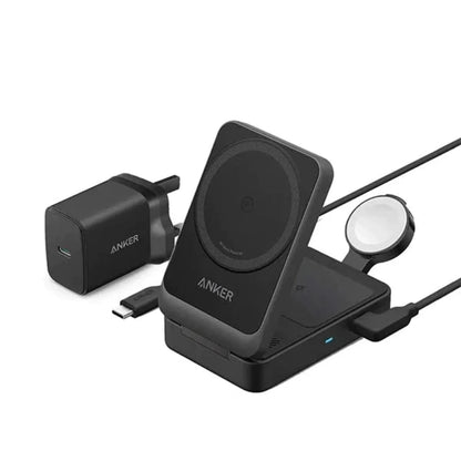 Anker MagGo 三合一可摺疊無線充電站｜15W 無線快充 ｜Apple Watch 快速充電
