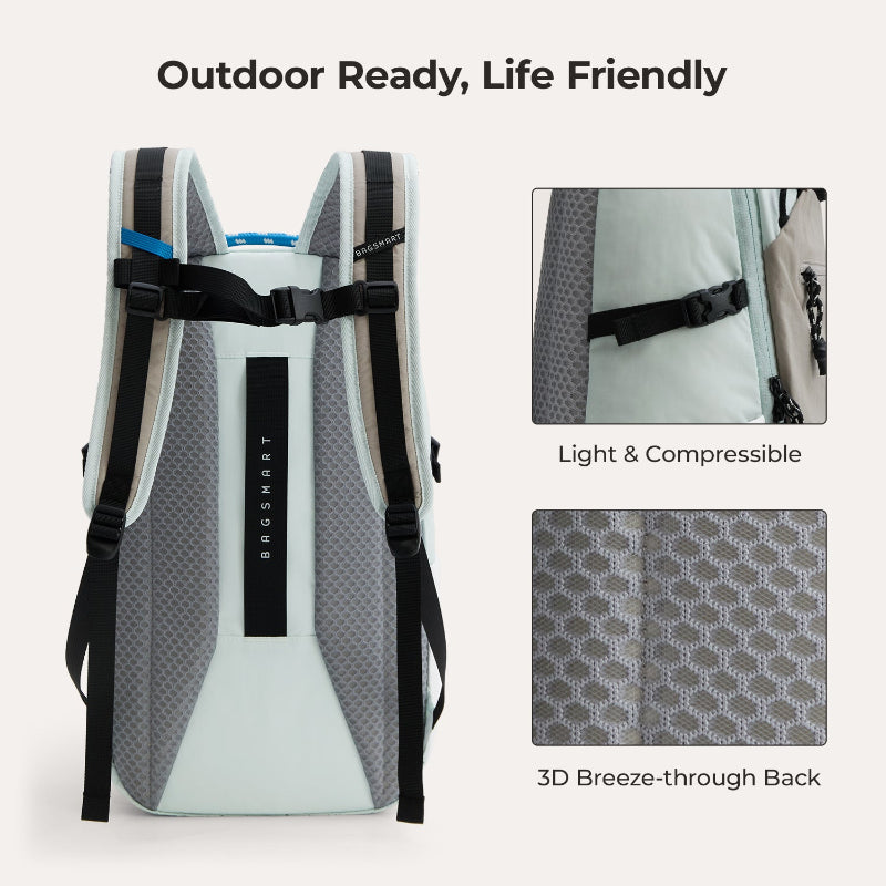 BAGSMART Faro 戶外通勤背包｜3D 透氣背板・YKK 拉鍊