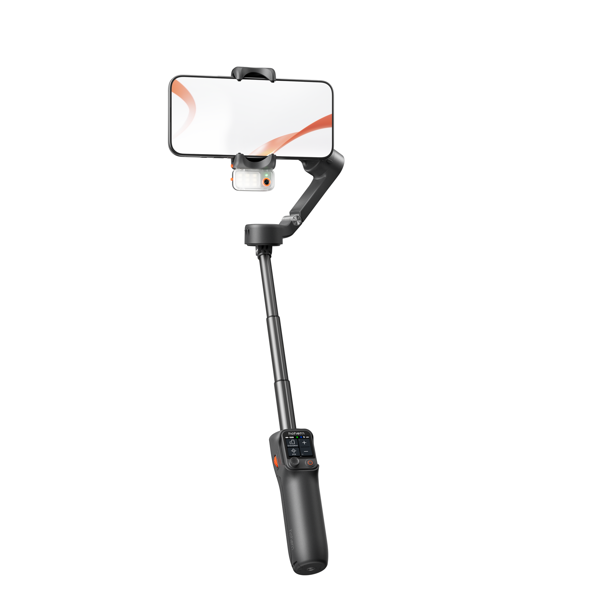 HOHEM Isteady V3 手機雲台 - 手機支架＋自拍杆 二合一功能示意