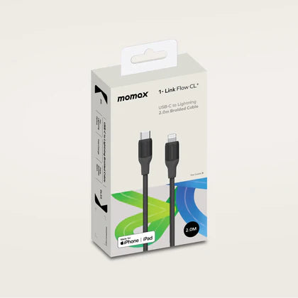 MOMAX 1-Link Flow CC+ USB-C to Lightning 2米 編織線連接線 DL55