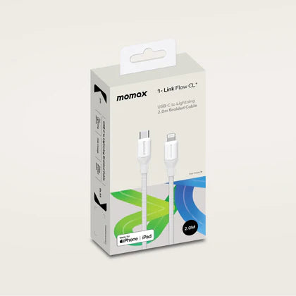 MOMAX 1-Link Flow CC+ USB-C to Lightning 2米 編織線連接線 DL55
