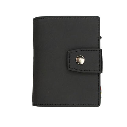 GARZINI Metal Wallet｜多功能金屬卡包｜頭層粒面皮革及堅固金屬材質製成