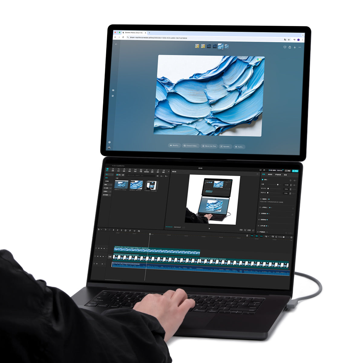 FlipAction Elite 16” 配備 Type-C 和 Mini HDMI 接口，兼容筆記本、遊戲主機與手機