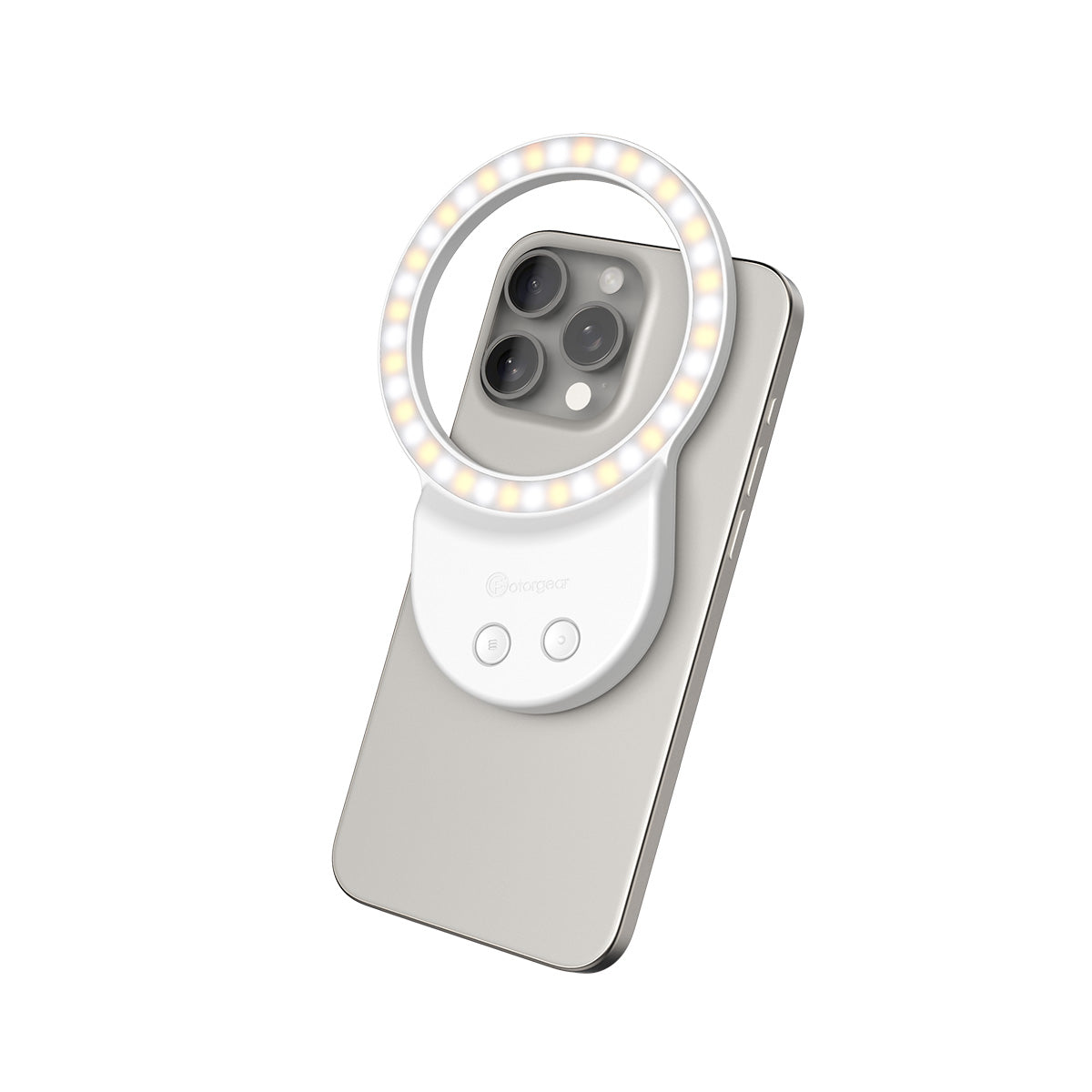 MagSafe 環形補光燈磁吸設計，牢固固定於手機鏡頭周圍，補光效果均勻