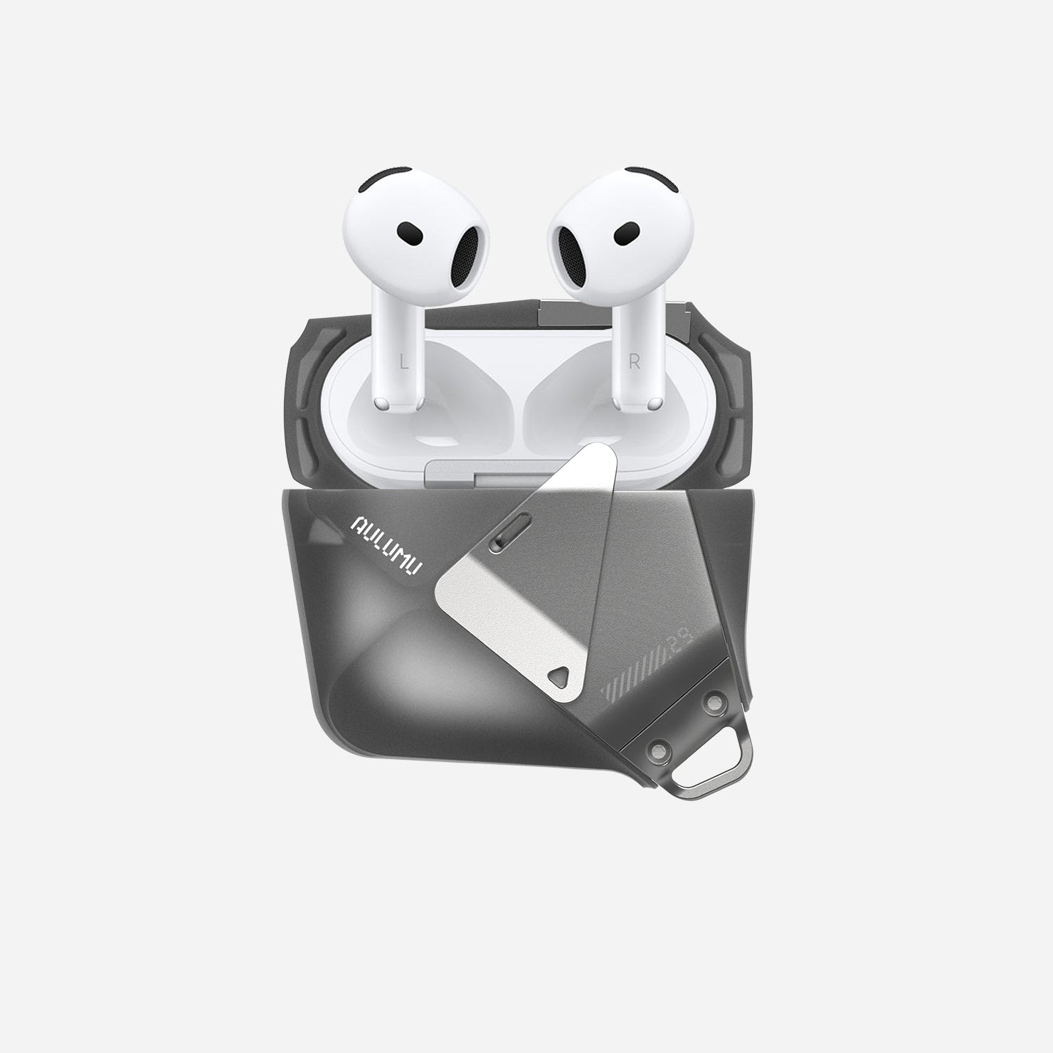 A29 幾何造型 AirPods 4 殼，黑色、灰色、半透明灰及半透明白多色可選