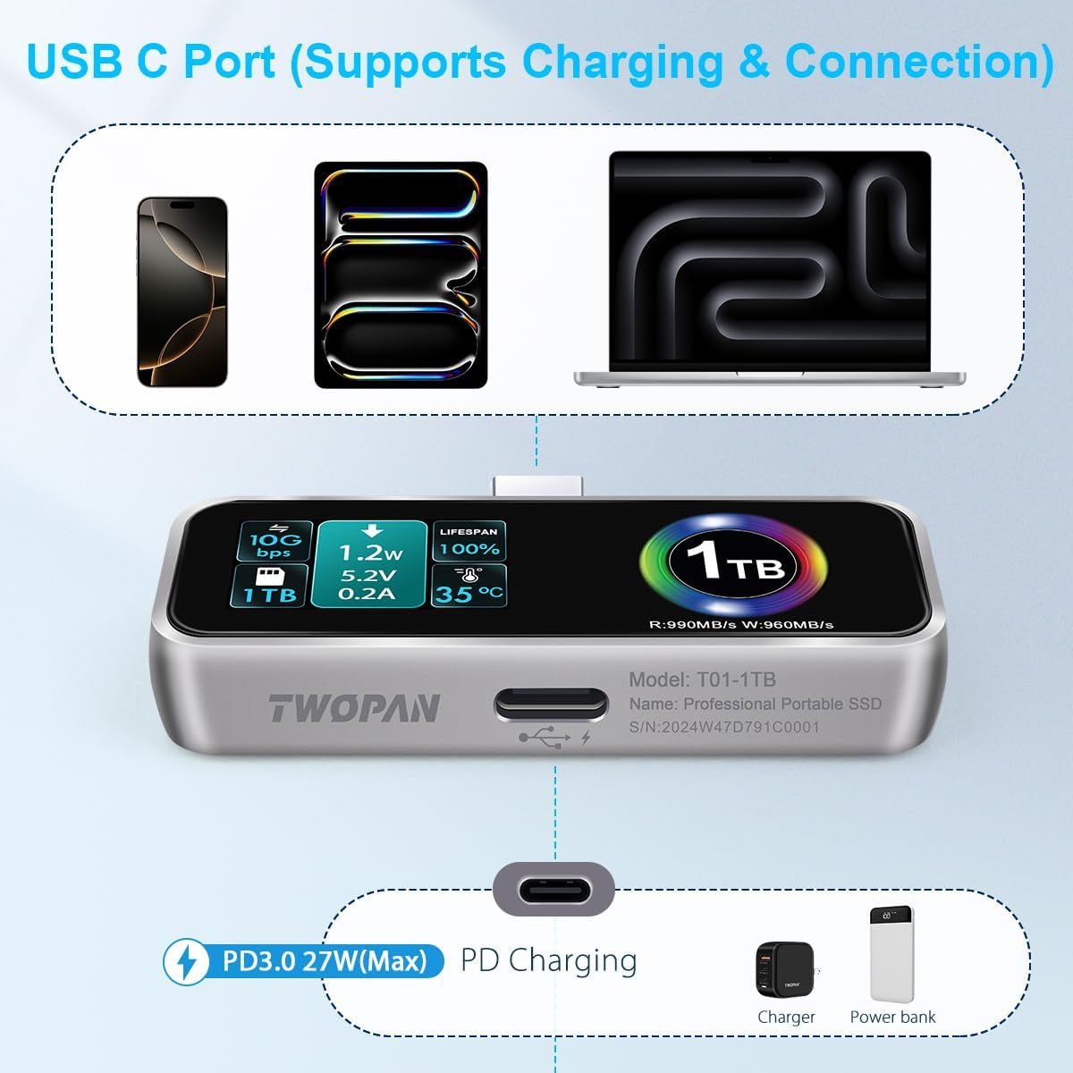 USB-C PD 充電功能：展示邊充電邊傳輸數據的多任務應用場景。