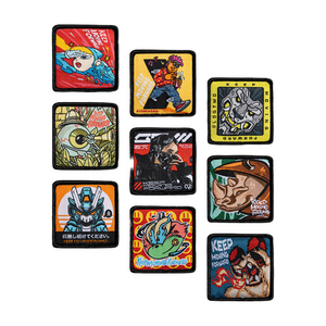 ALPAKA Patch Collection 整體展示：展示九款設計的補丁及其細節。