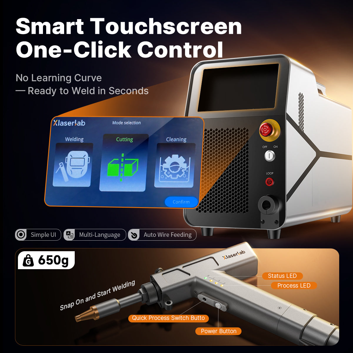 XLASERLAB X1 Pro 7吋觸控屏操作介面｜一鍵預設切換