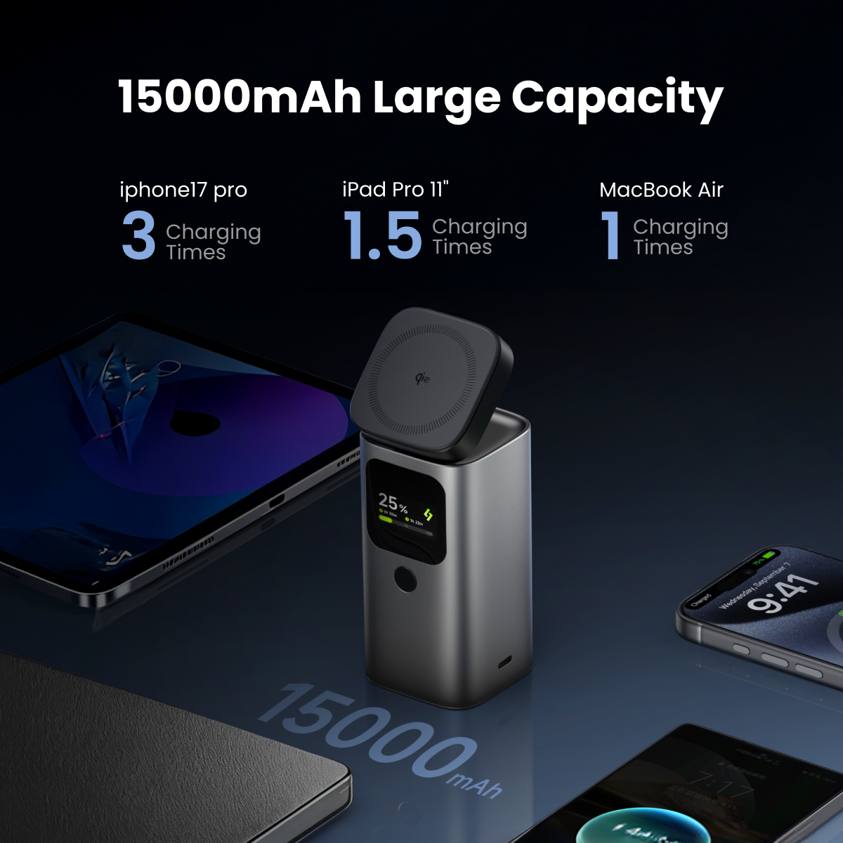 SHARGE StandMag 15000 Qi2 磁吸無線充電｜15W 磁吸對位充電