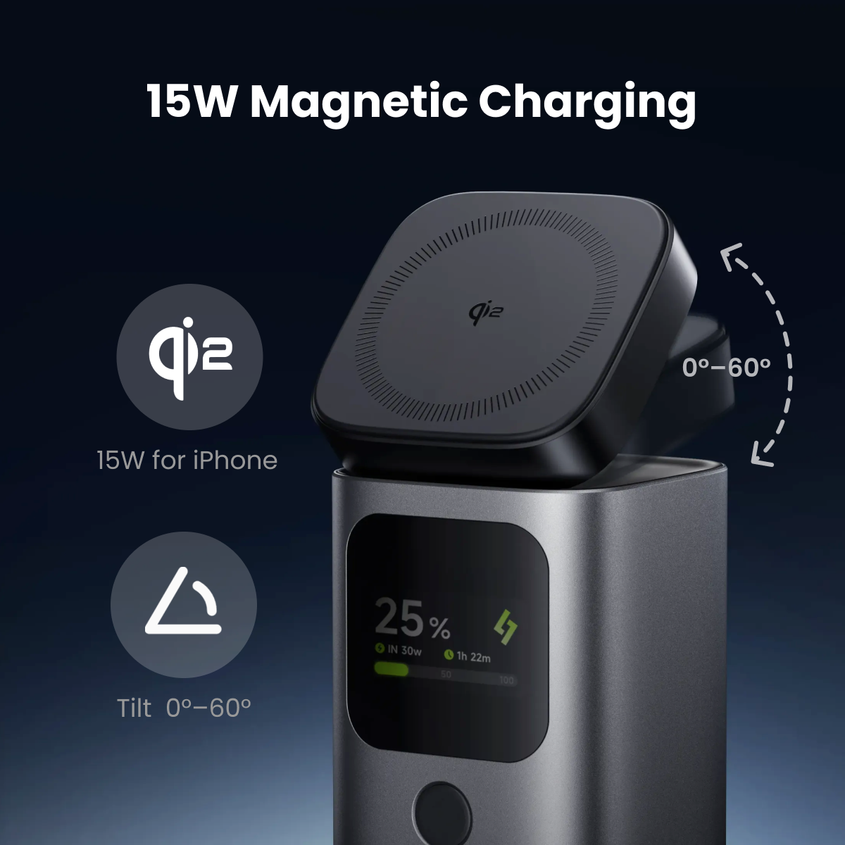 SHARGE StandMag 15000 360度旋轉支架｜可調角度桌面使用