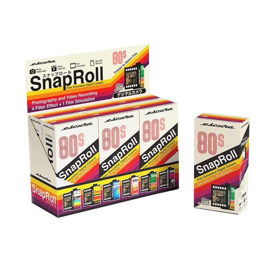 ESCURA SnapRoll 盲盒套裝（6件裝）外盒展示｜模擬底片數位相機