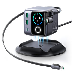 JOYROOM JR-TRD01 PODIX 140W GaN 桌面充電器｜5埠雙伸縮USB‑C線｜PD3.1筆電快充