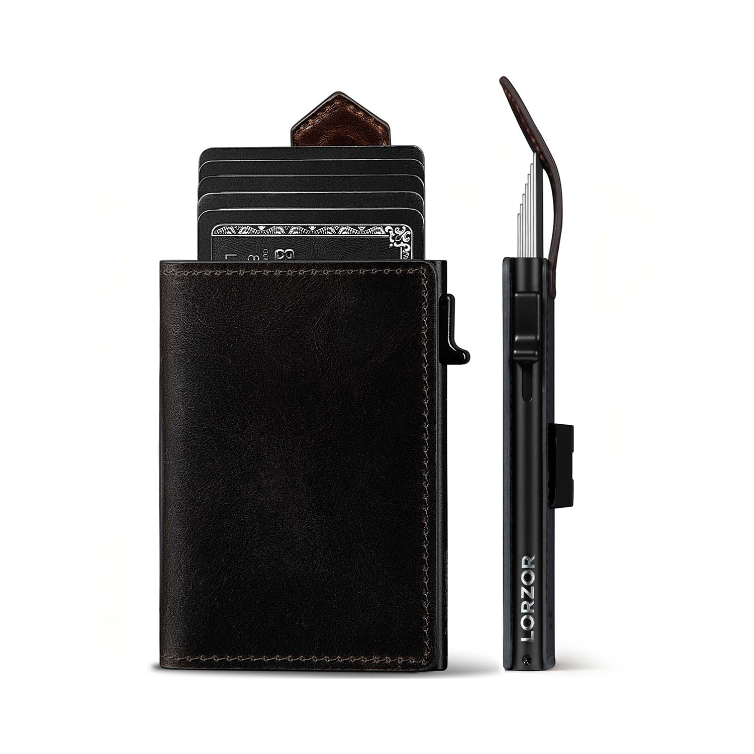 LORZOR Mens Leather Wallet GM4 真皮彈卡銀包