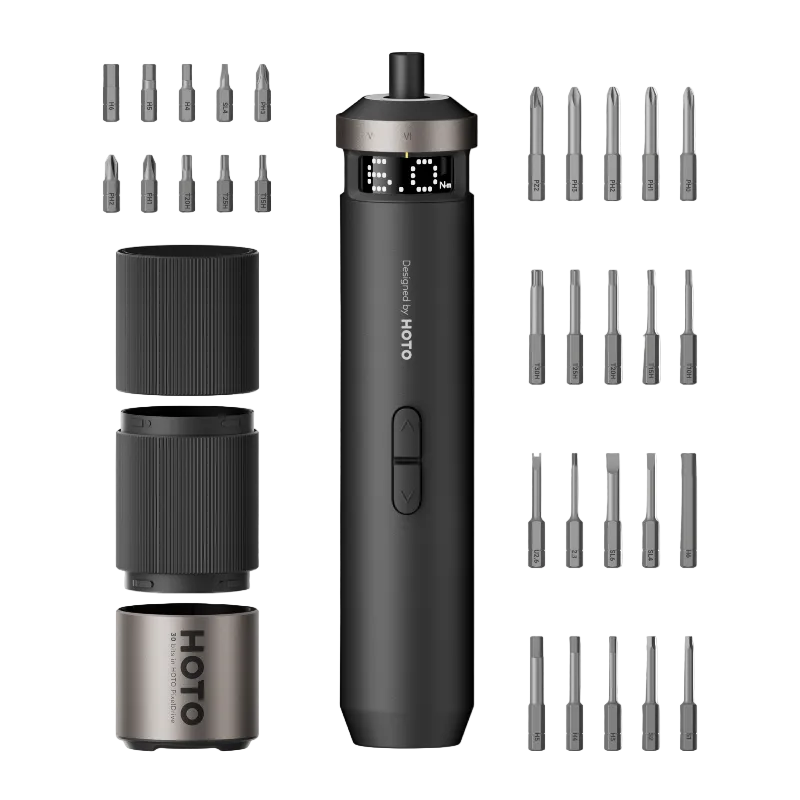 HOTO Pixeldrive Cordless Screwdriver｜數位顯示扭力｜6 段扭力 0.5–6 N·m｜30 批頭