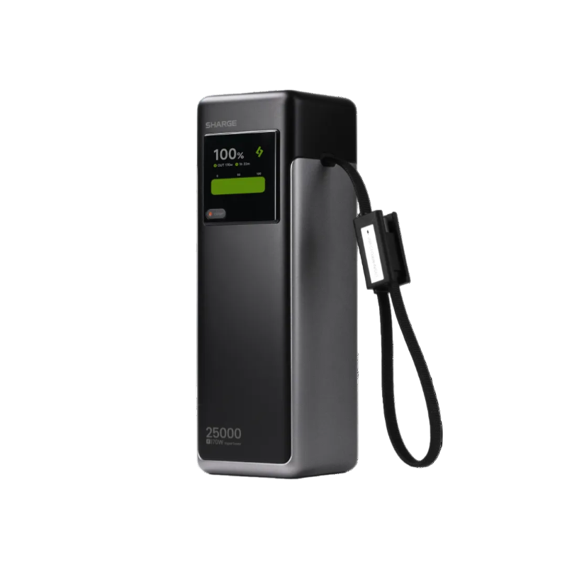 SHARGE HyperTower 170W 行動電源｜25000mAh 大容量｜內置雙 USB‑C 線