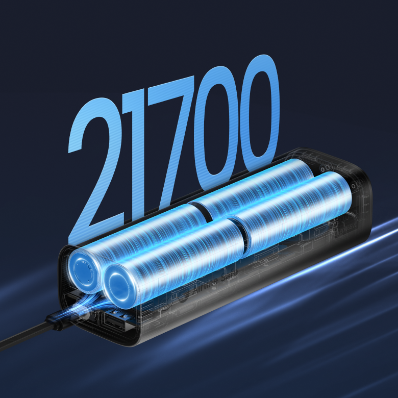 SHARGE Retractable 165 行動電源 - 車規級 21700 電芯賣點示意