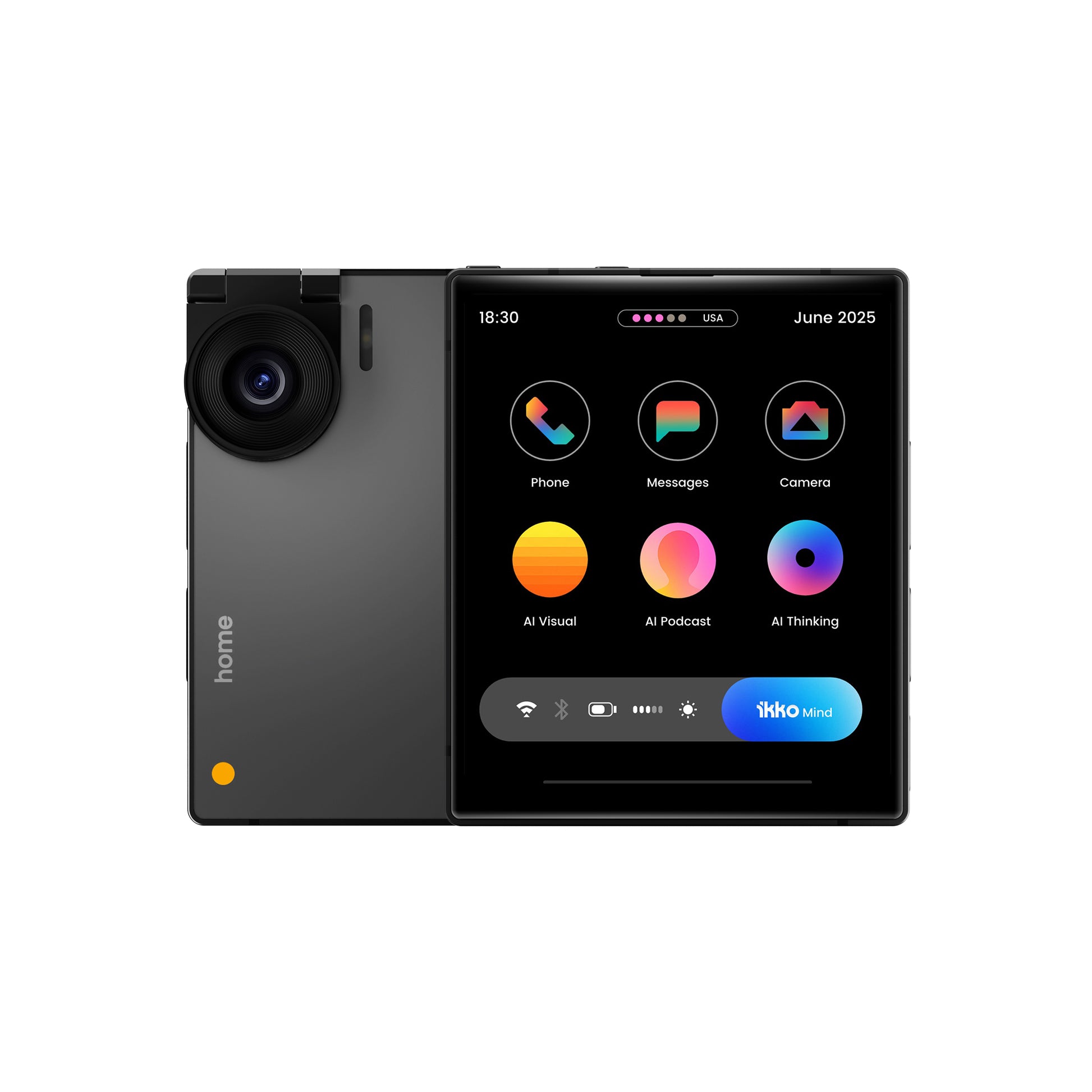 iKKO MindOne 卡片式 AI 智能手機 - 正面展示-深黑色