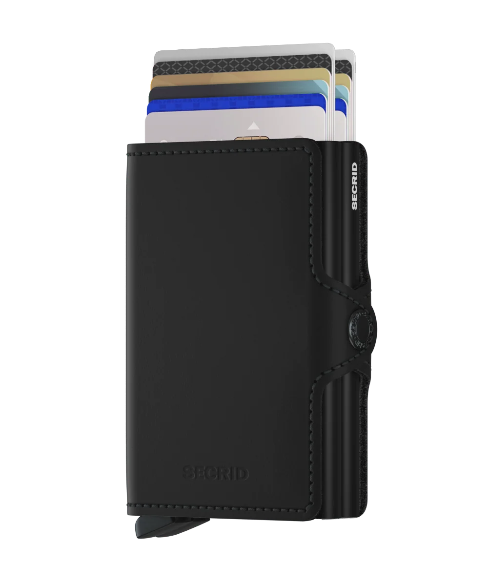SECRID Twinwallet Optical Titanium Blue 真皮防盜銀包 ｜雙卡槽極大容量｜RFID防盜保護