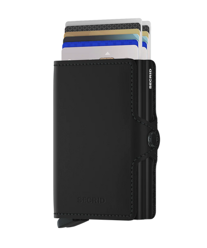 SECRID Twinwallet Optical Titanium Blue 真皮防盜銀包 ｜雙卡槽極大容量｜RFID防盜保護
