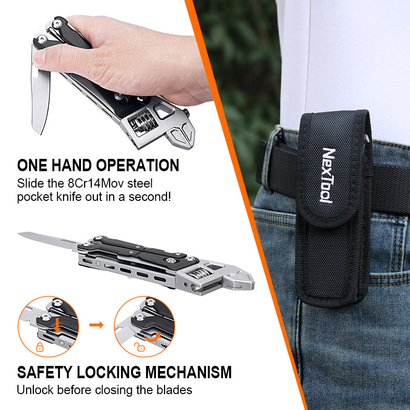 NexTool W4 附贈耐用尼龍保護套，方便攜帶與存放