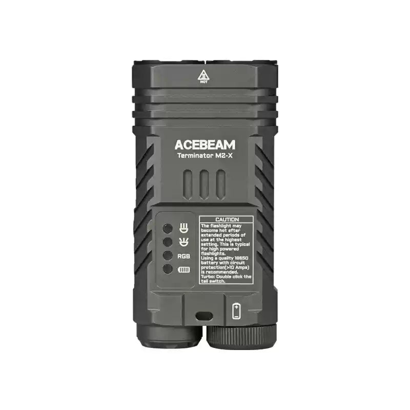 Acebeam Terminator M2-X EDC 手電筒，雙光源設計與 RGB 輔助光，適合戶外與日常使用