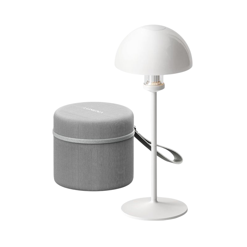 LUMENA M3 Blanc Edition 枱燈，展示簡約白色設計與圓頂燈罩。
