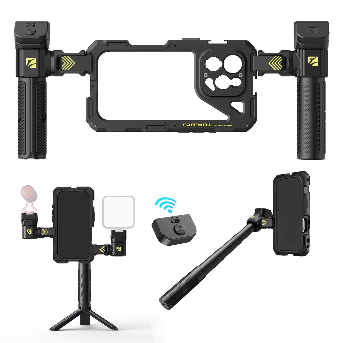 FREEWELL Genius Rig 手機穩定器，支援 iPhone 16 Pro/Pro Max，專為內容創作者設計