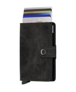 荷蘭製造 SECRID 最暢銷 Miniwallet 真皮防盜銀包 (Matte Satin Steel)。掌心大小蘊藏極大容量，結合榮獲紅點設計大獎的鋁合金卡槽與歐洲優質牛皮，一鍵順滑彈出卡片，為您提供全面的 RFID 防盜刷保護。