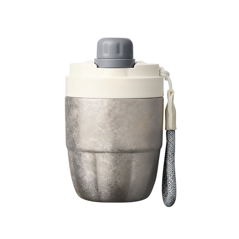 ETELF Portable Coffee Cup｜隨行咖啡杯 無圖案 銀色 正面外觀展示
