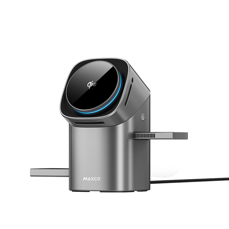 MAXCO Geometry II Qi2 三合一磁吸無線充電座 MW15｜全新 Qi2 無線充電技術，提供高效穩定的充電體驗