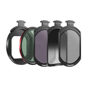FREEWELL iPhone 濾鏡套件展示：完整展示濾鏡套件，包括 VND/CPL、ND32、Soft GND1.2 和 Black Glow Mist 濾鏡。