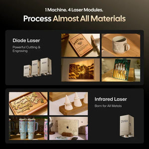 LASERPECKER LX2 對木材、亞克力及皮革進行雕刻的精細效果展示。